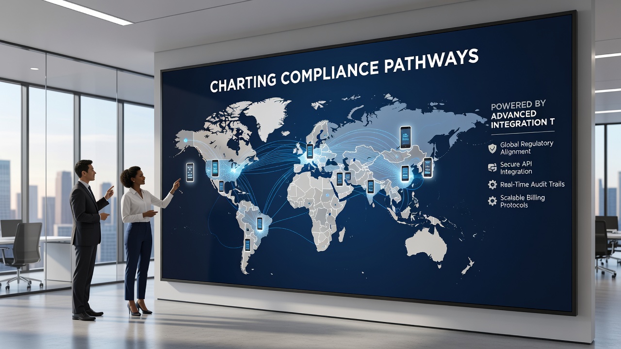 Close-up of API dashboard displaying compliance metrics for handheld billing transactions across multiple regions