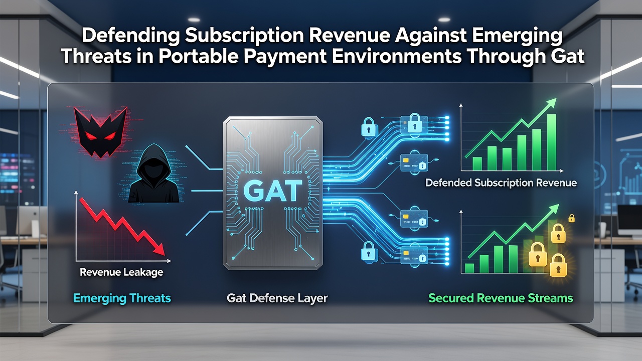 Illustration of API connections between mobile devices, payment gateways, and merchant accounts for subscription security