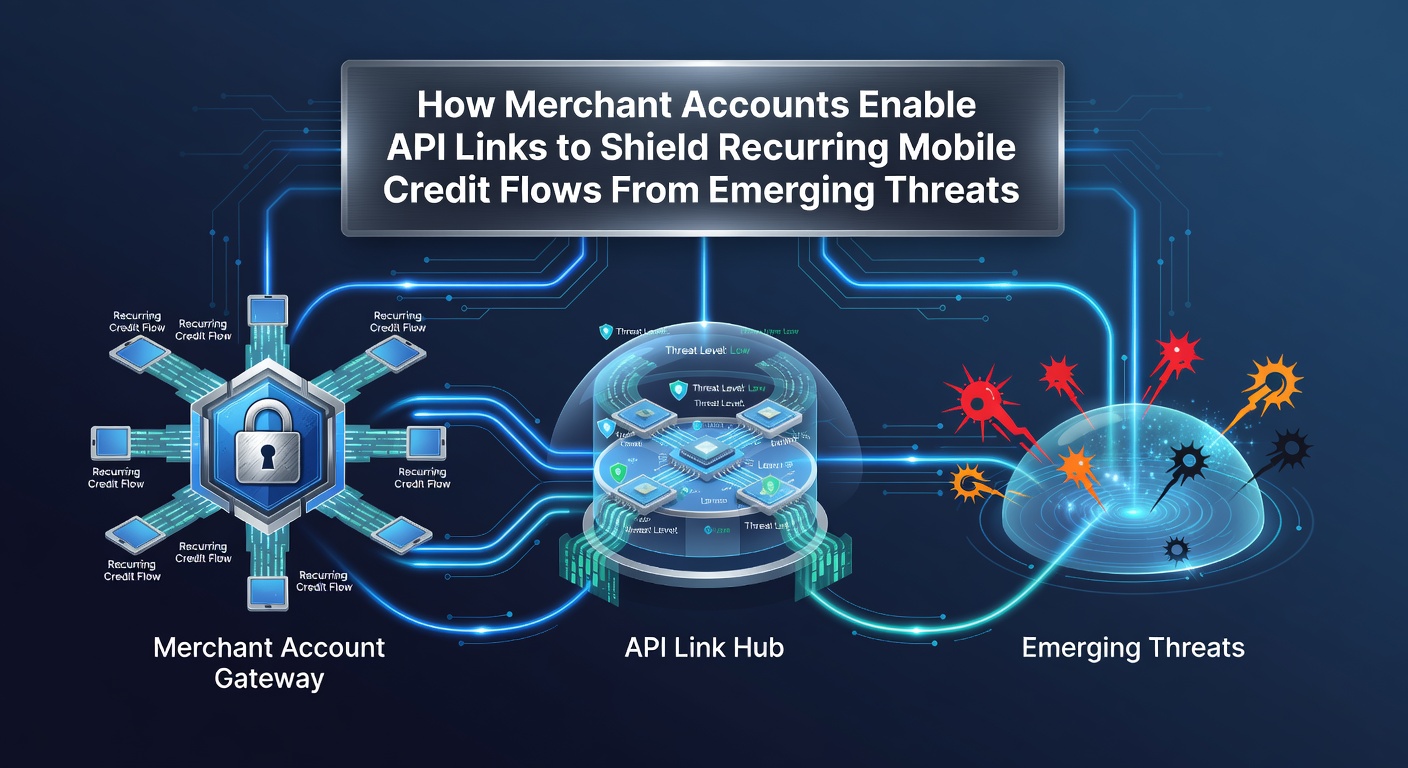 Diagram showing API data flow protecting mobile recurring credit transactions from fraud vectors