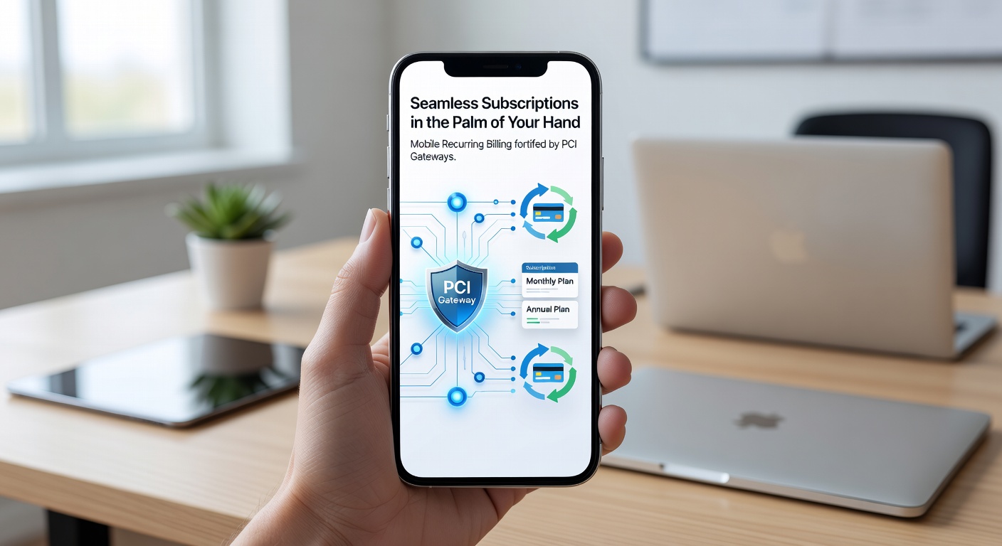 Illustration of interconnected gears representing PCI gateways, fraud detection APIs, and mobile subscription flows with security locks and data streams