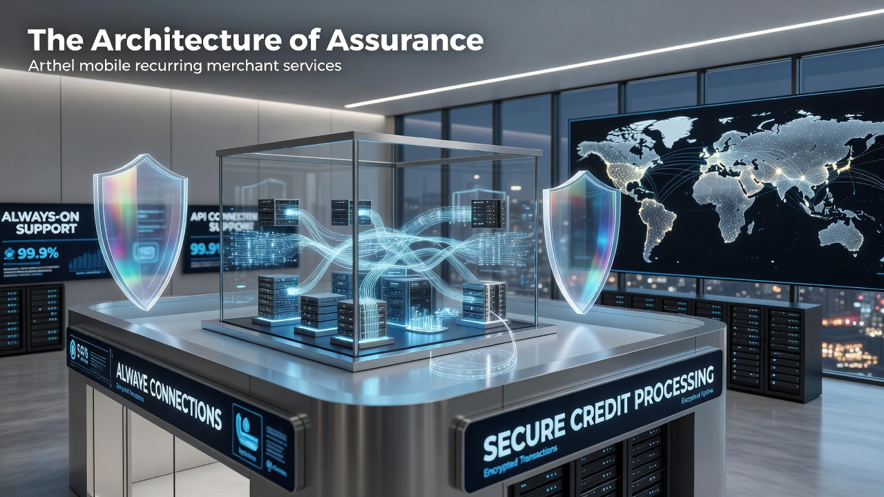 API connections linking mobile devices to secure credit processing networks worldwide