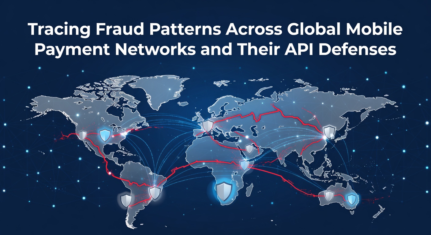 Global mobile payment network diagram showing interconnected nodes and fraud detection layers
